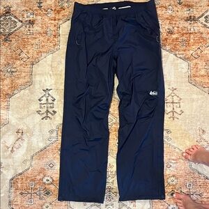 REI Navy Blue Rainier Full Zip Rain Pants